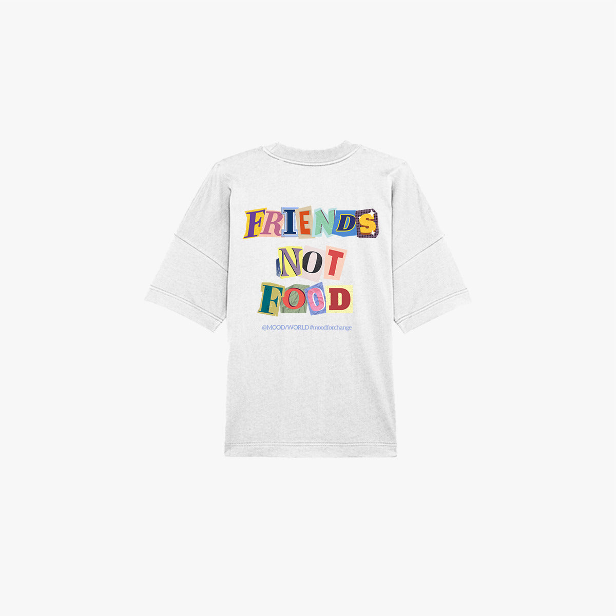 'FRIENDS NOT FOOD Letter' Organic Oversize Shirt in der Farbe White; Back Ansicht