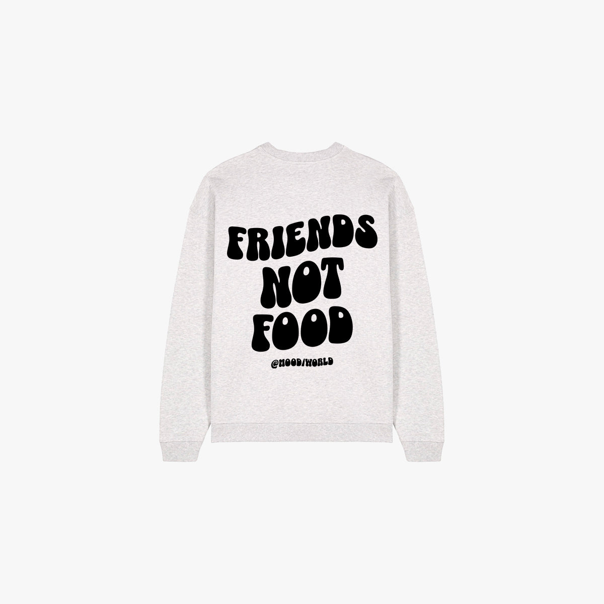 'FRIENDS NOT FOOD Wave' Organic Oversize Sweatshirt Backansicht in der Farbe Cool Heather Grey