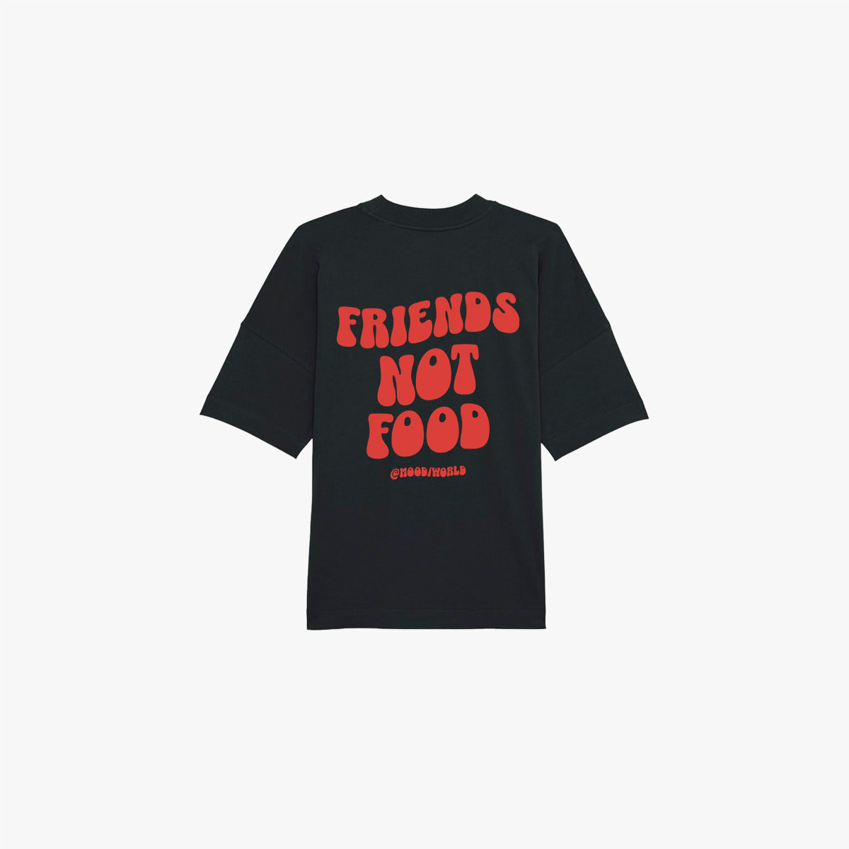 'FRIENDS NOT FOOD Wave' Organic Oversize Shirt in der Farbe Black; Back Ansicht