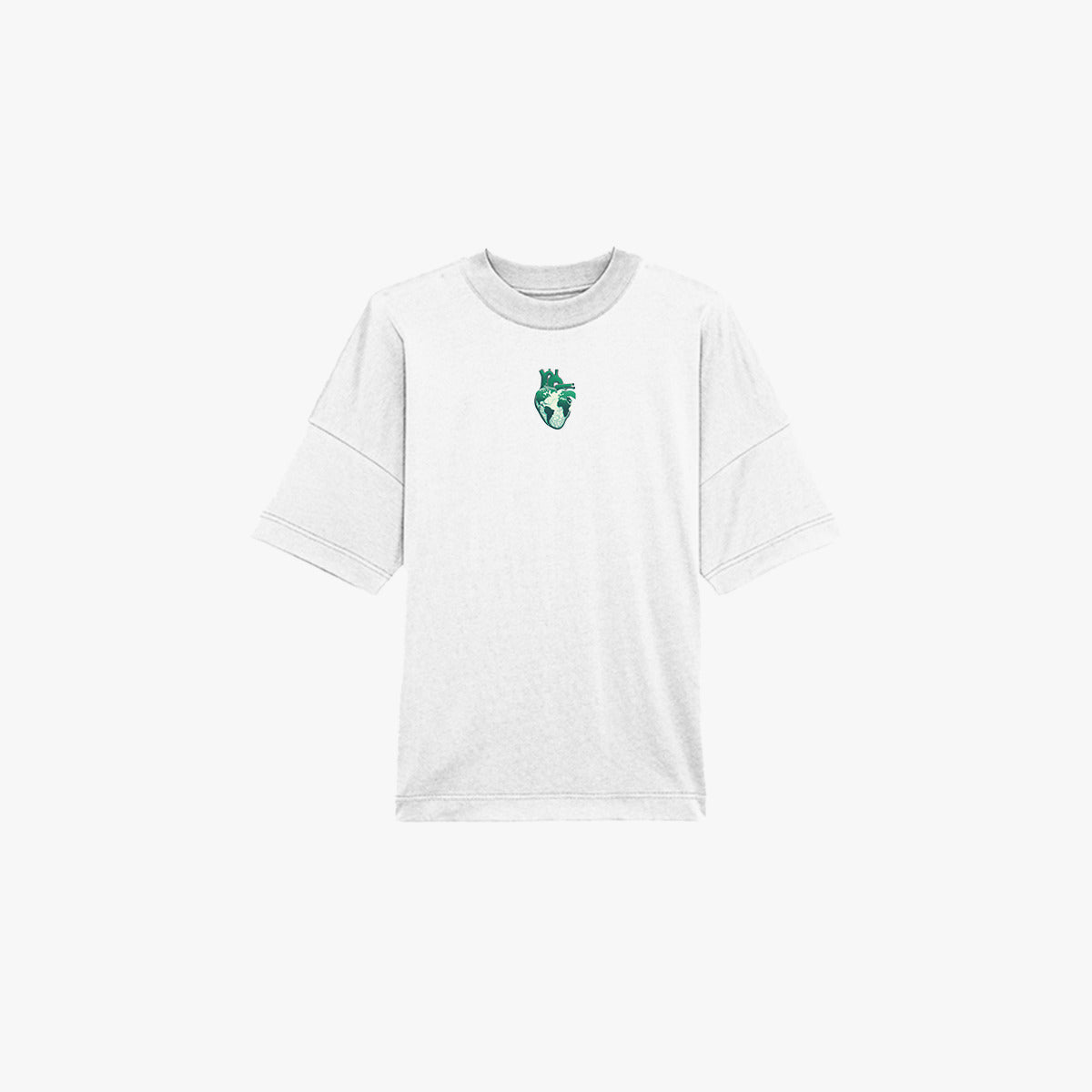 'GREEN HEART' Organic Oversize Shirt in der Farbe White