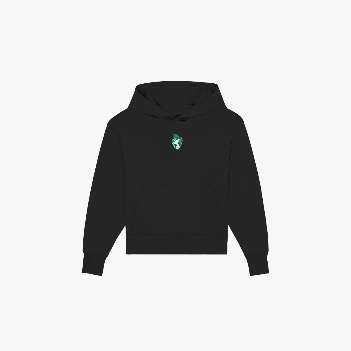 'GREEN HEART' Organic Oversize Hoodie in der Farbe Black