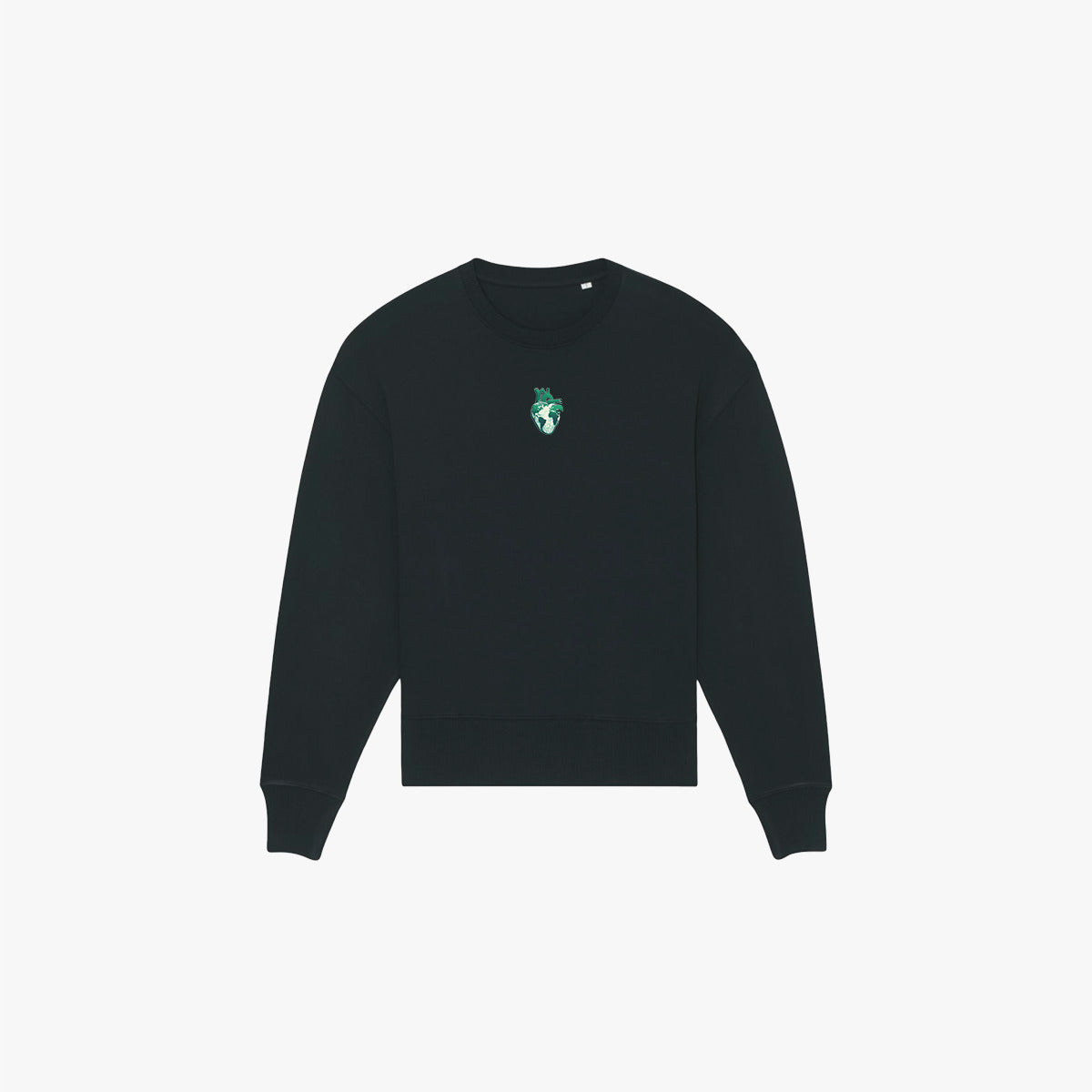 'GREEN HEART' Organic Oversize Sweatshirt in der Farbe Black