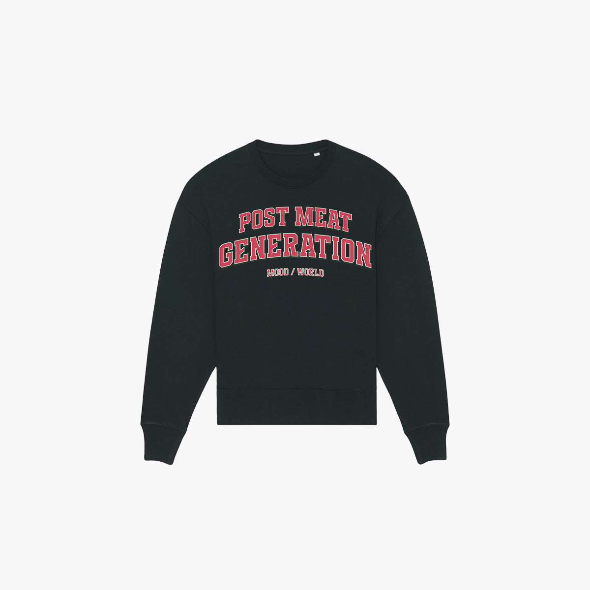 'POST MEAT GENERATION University' Organic Oversize Sweatshirt in der Farbe Black