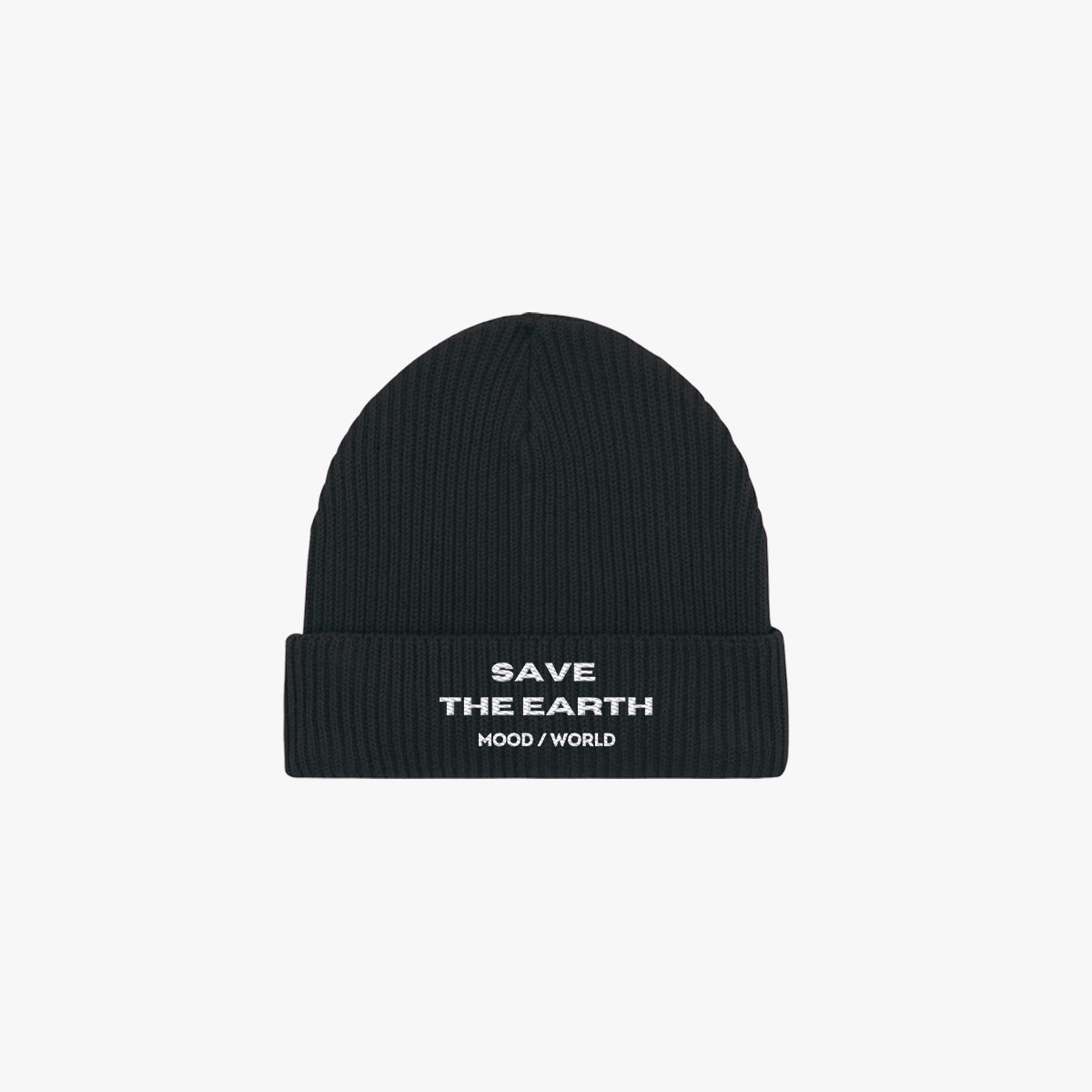 'SAVE THE EARTH' Organic Fisherman Beanie in der Farbe Black