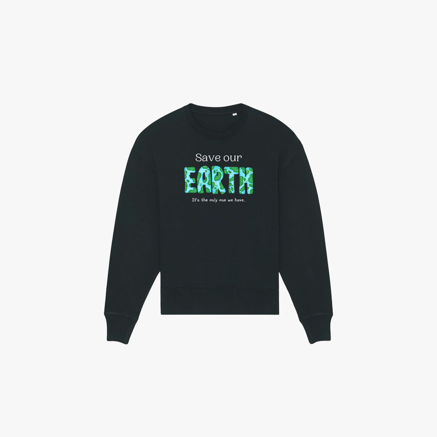 'SAVE OUR EARTH' Organic Oversize Sweatshirt in der Farbe Black