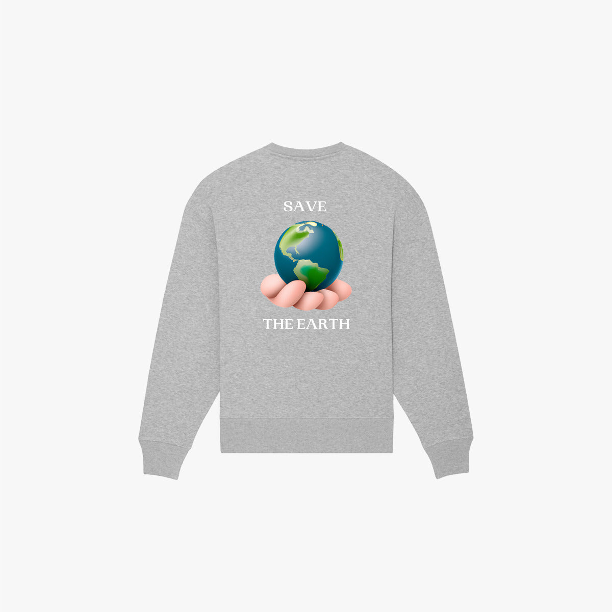 'SAVE THE EARTH' Organic Oversize Sweatshirt in der Farbe Heather Grey