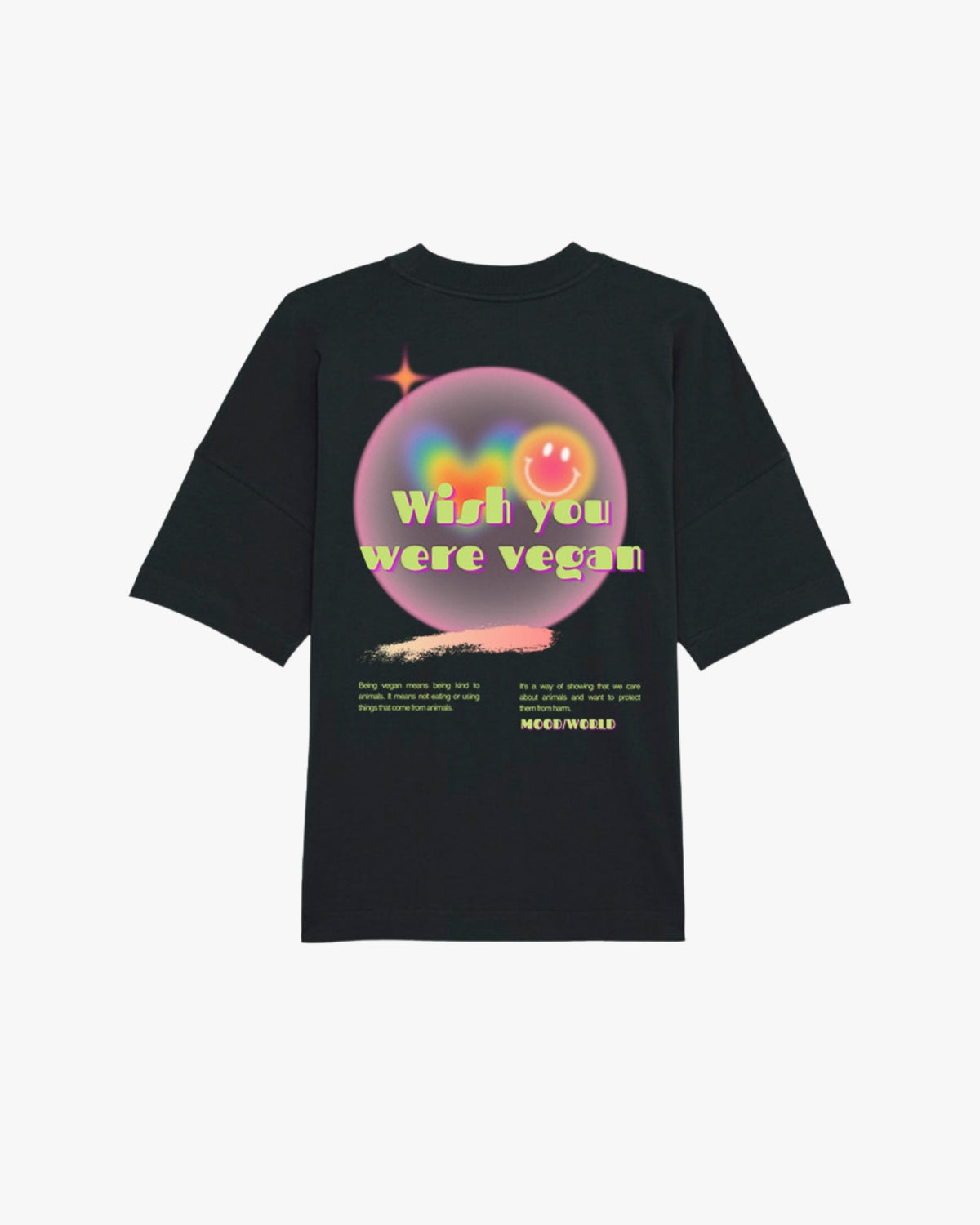 'WISH YOU WERE VEGAN Neon' - Organic Oversize Shirt