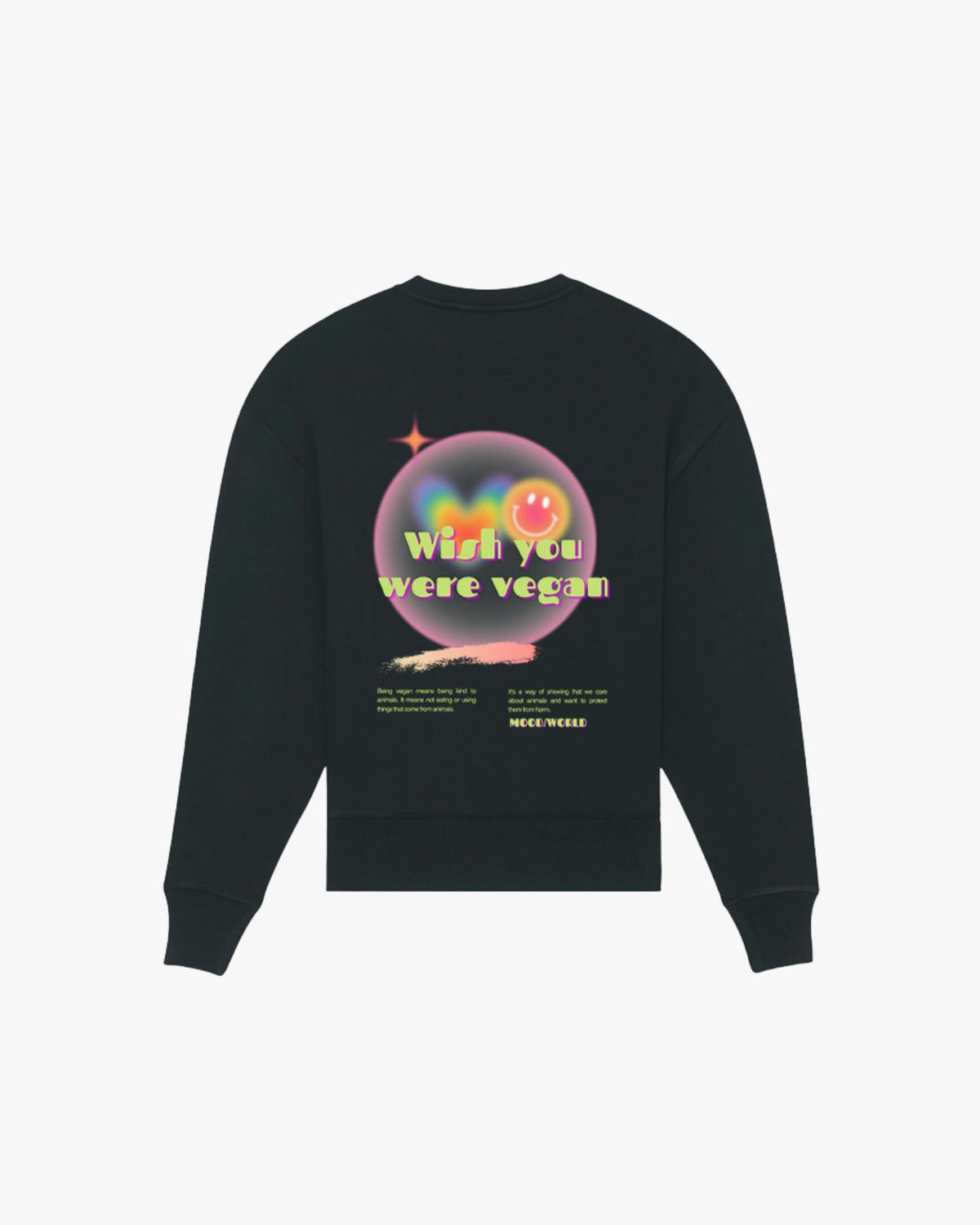 'WISH YOU WERE VEGAN Neon' - Organic Oversize Sweatshirt