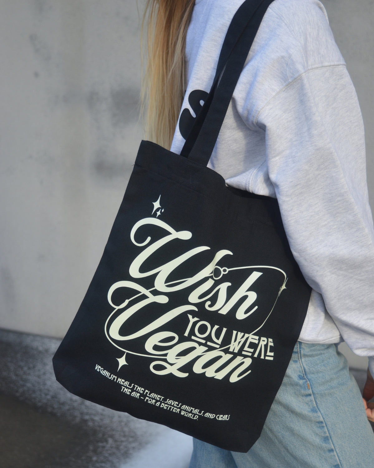 'WISH YOU WERE VEGAN Stars' - Organic Tote-Bag