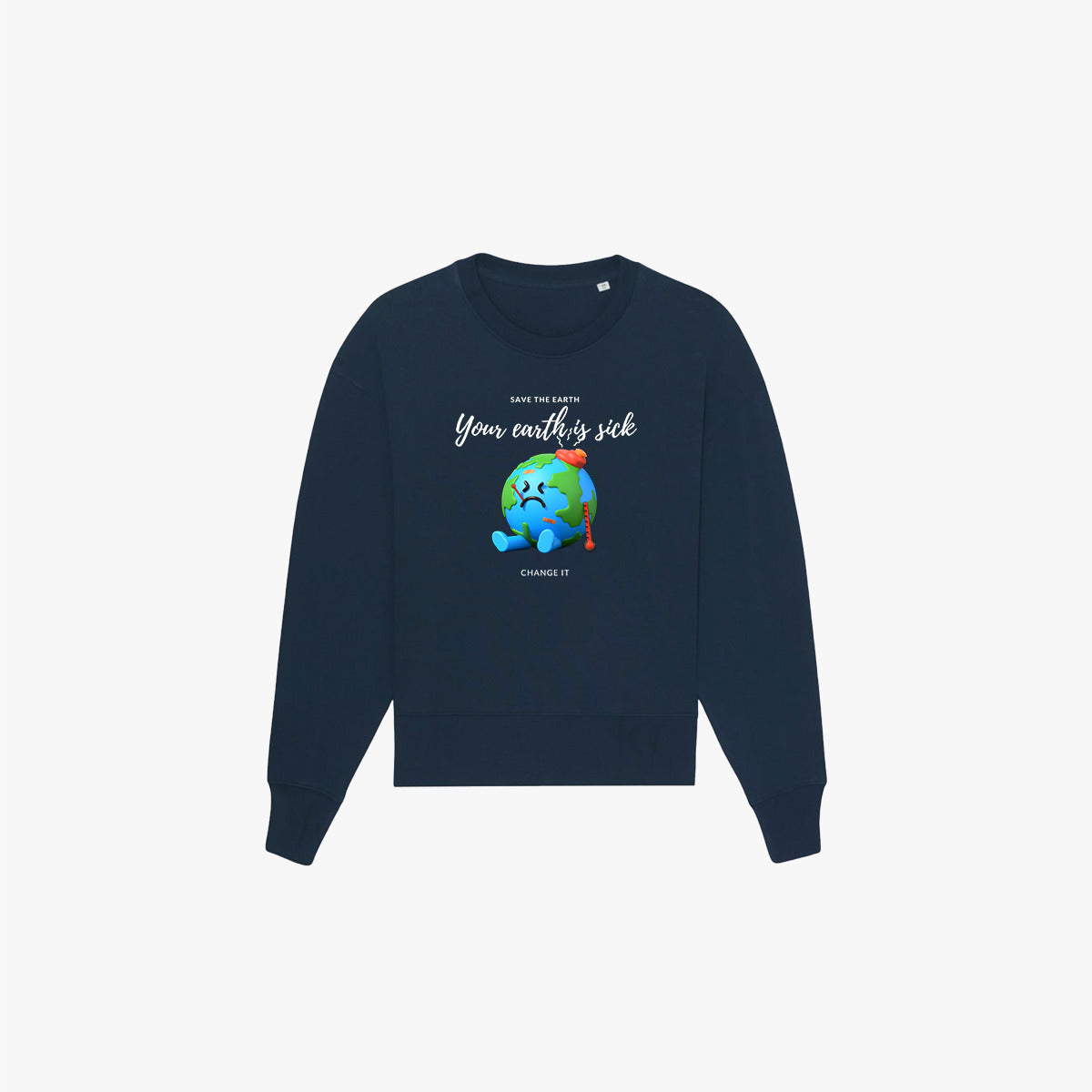'YOUR EARTH IS SICK Organic Oversize Sweatshirt in der Farbe French Navy