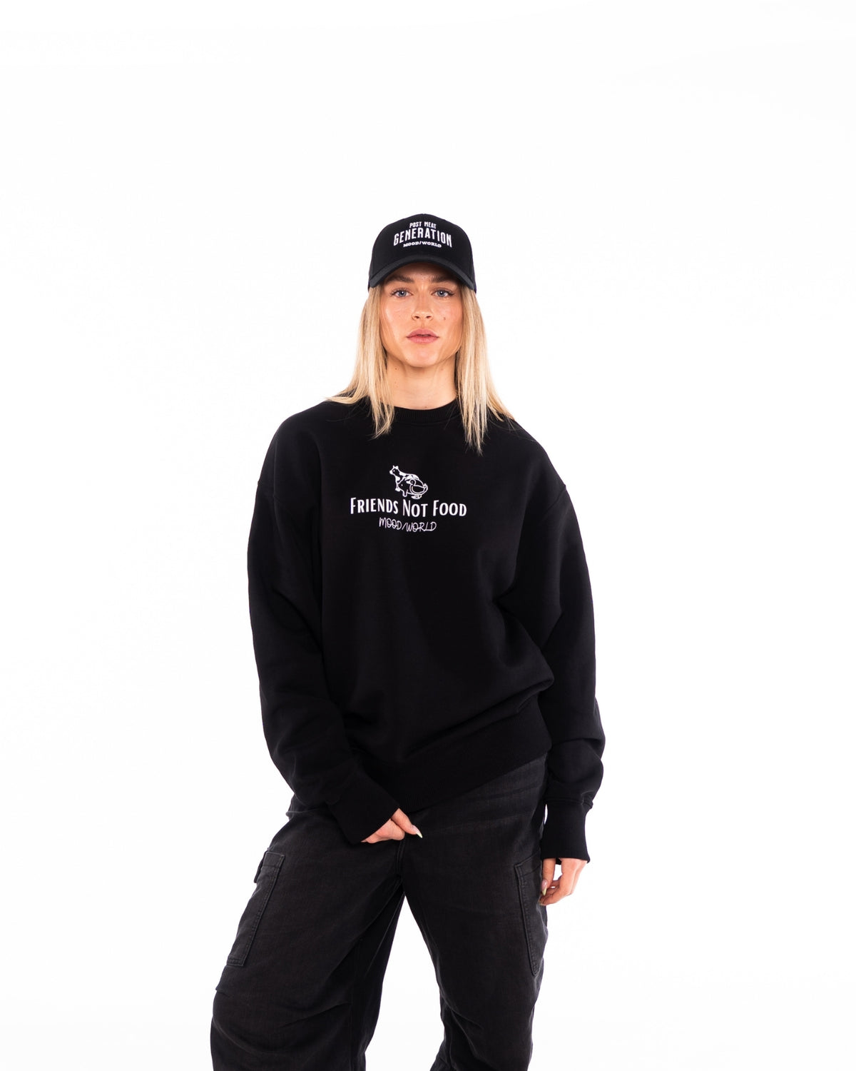 'FRIENDS NOT FOOD Signature' - Organic Oversize Sweatshirt