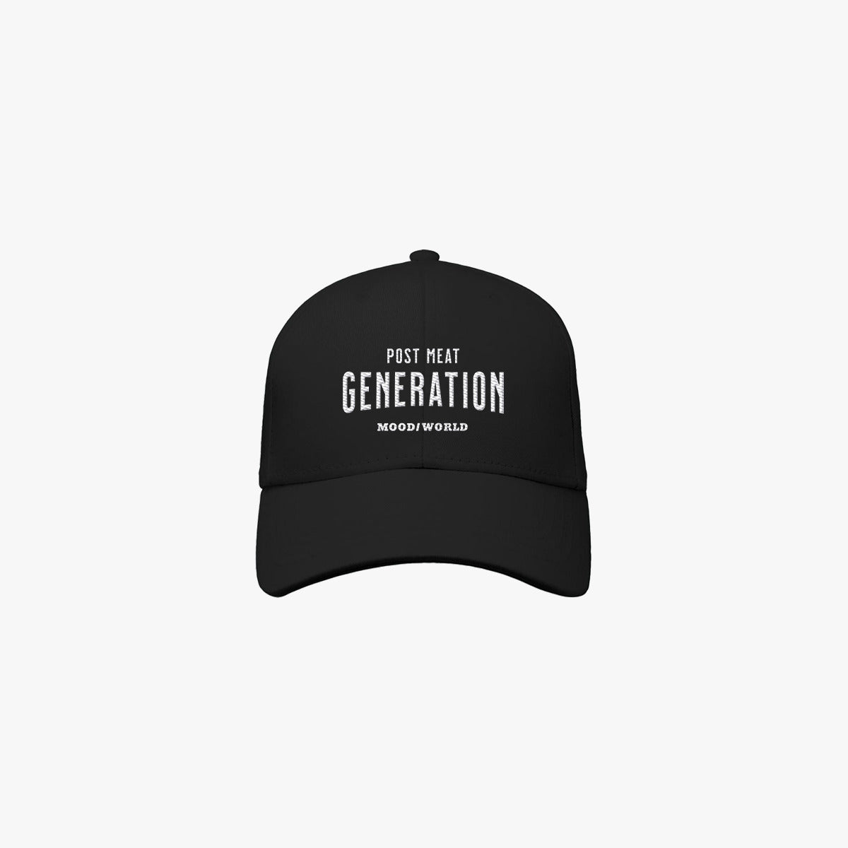 'POST MEAT GENERATION' Organic Baseball Cap aus 100% nachhaltiger Bio-Baumwolle in der Farbe Black