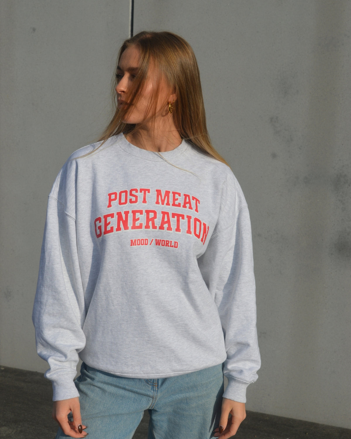 'POST MEAT GENERATION University' - Organic Oversize Sweatshirt