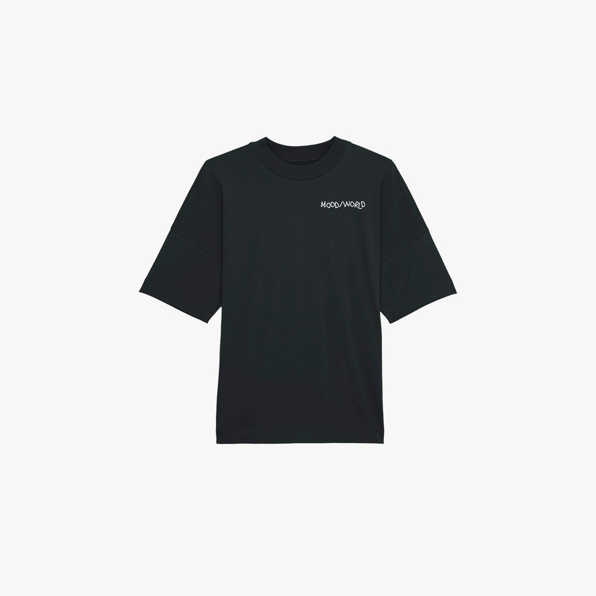 'WISH YOU WERE VEGAN HANDWRITTEN' Organic Oversize Shirt aus 100% nachhaltiger Bio-Baumwolle in der Farbe Black in der Frontansicht
