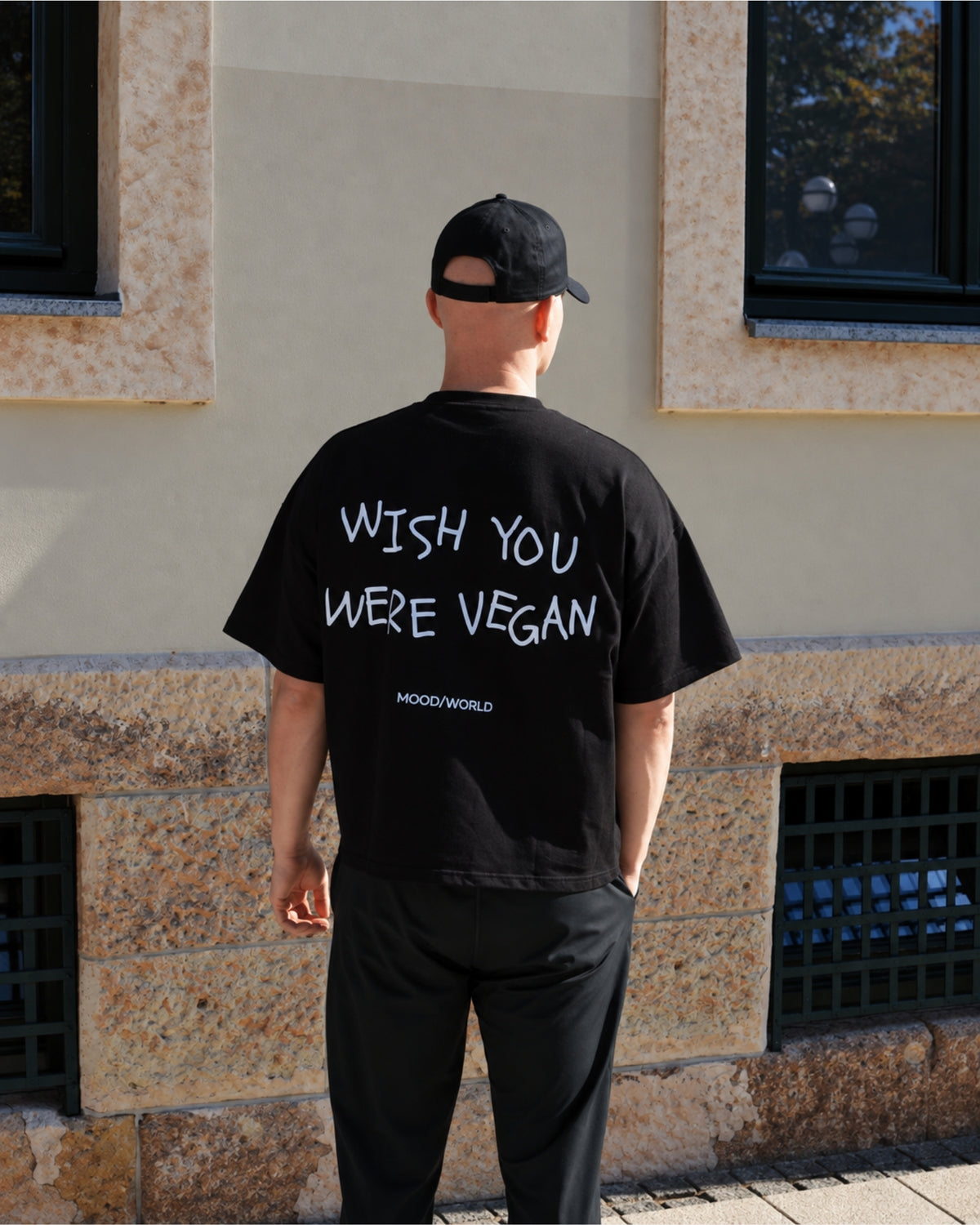 'WISH YOU WERE VEGAN Handwritten' - Organic Oversize Shirt