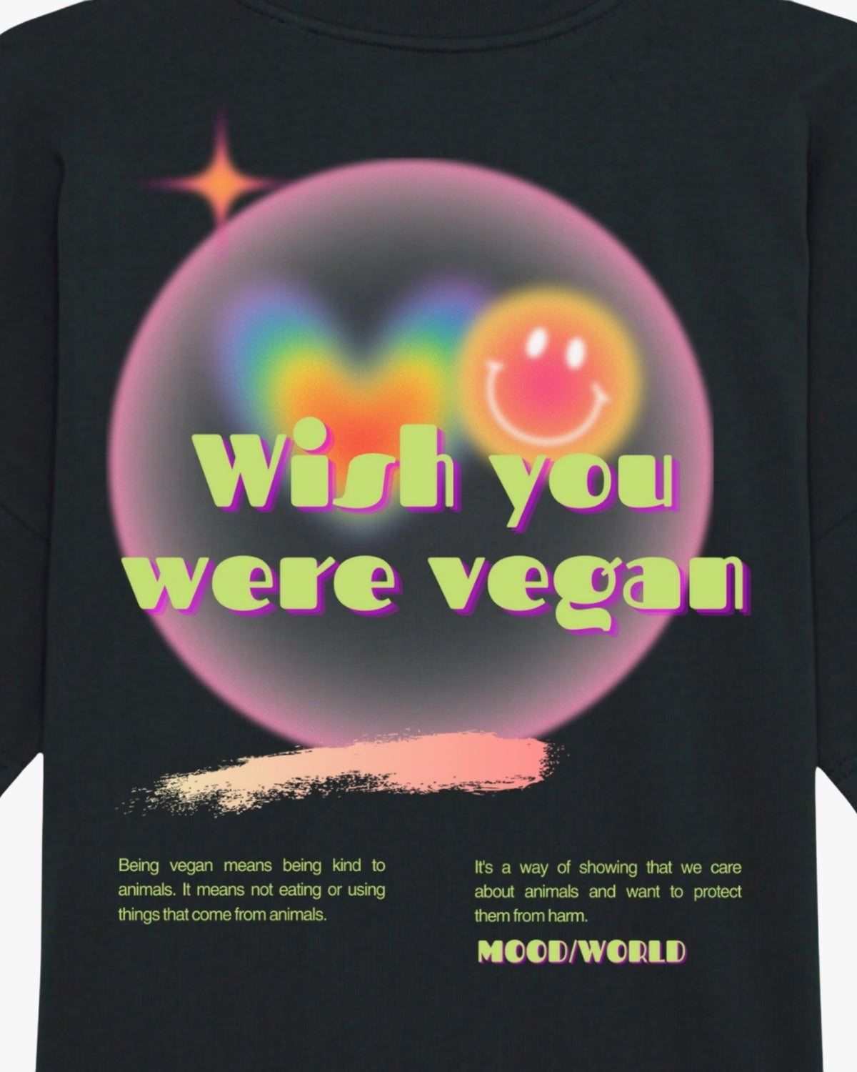 'WISH YOU WERE VEGAN Neon' - Organic Oversize Shirt