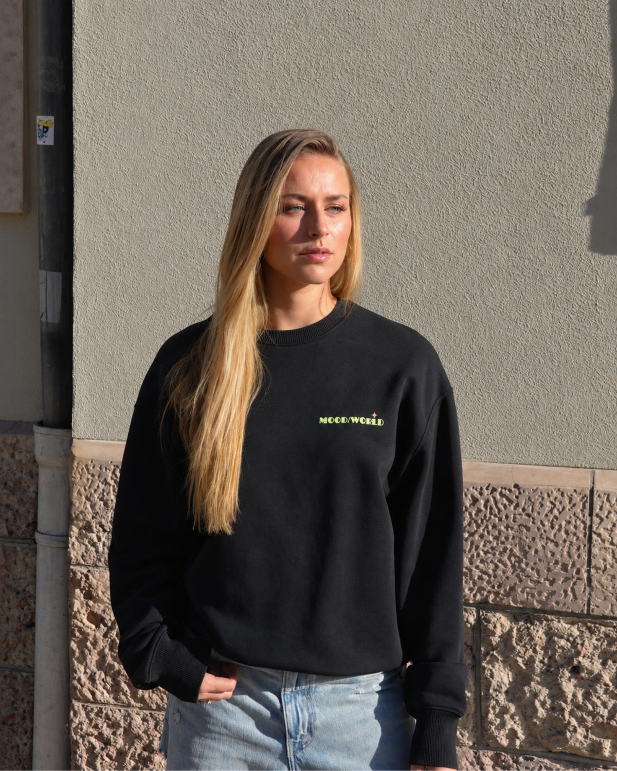 'WISH YOU WERE VEGAN Neon' - Organic Oversize Sweatshirt