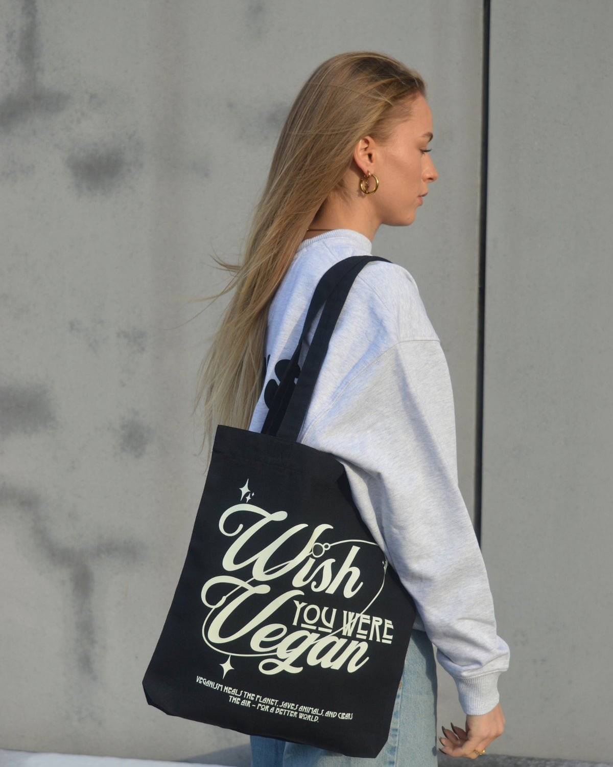 'WISH YOU WERE VEGAN Stars' - Organic Tote-Bag